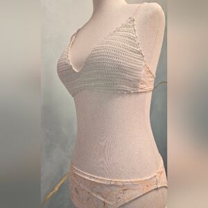Soft Crochet Bralette & Paisley Hipster Moderate Coverage Btms Bikini Set M NWOT